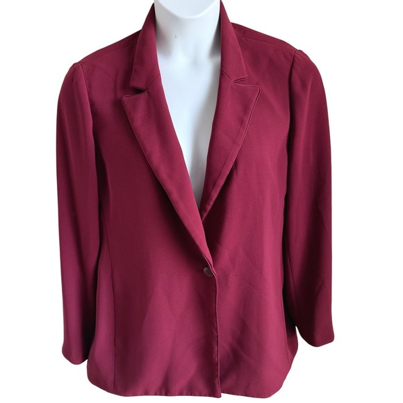 Vintage Style Burgundy Blazer Jacket Womens L J.Crew Workwear Preppy Office Chic - Picture 2 of 7